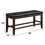 ACME Urbana Black Synthetic Leather & Espresso Counter Height Bench Model 74634