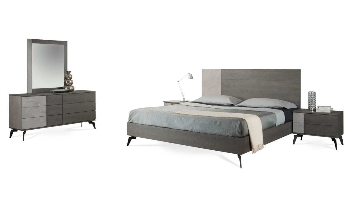Queen Nova Domus Palermo Italian Modern Faux Concrete & Grey Bedroom Set Model VGACPALERMO-SET-Q