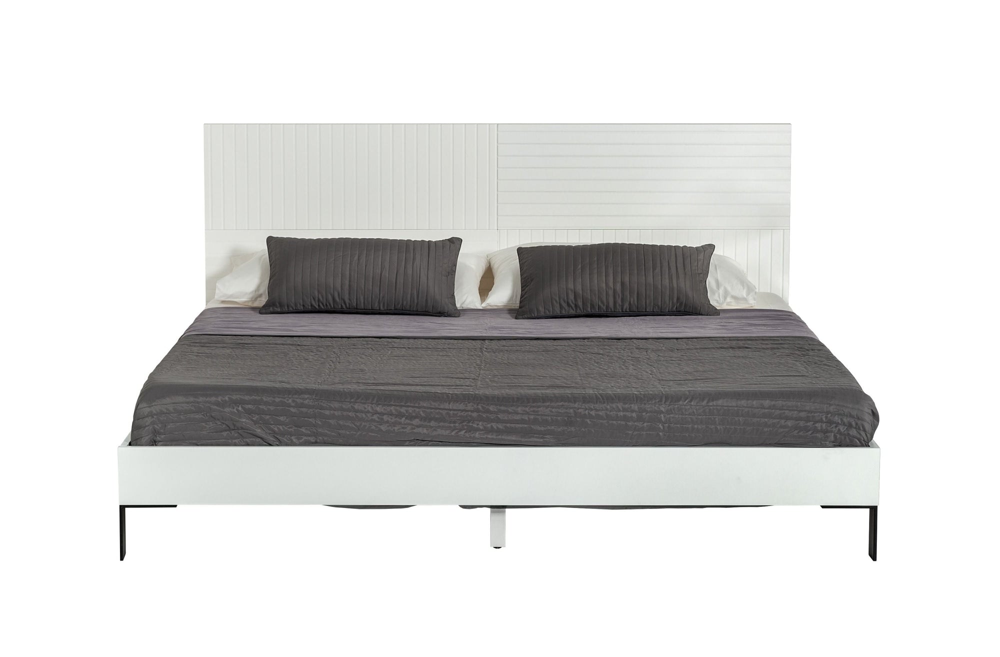 Lit contemporain blanc Eastern King Nova Domus Valencia, modèle VGMABR-76-BED-EK