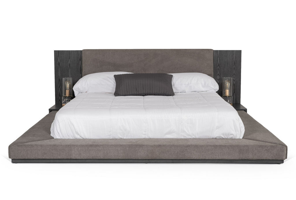 Lit Eastern King Nova Domus Jagger gris moderne, modèle VGMABR-55-GRY-BED-EK