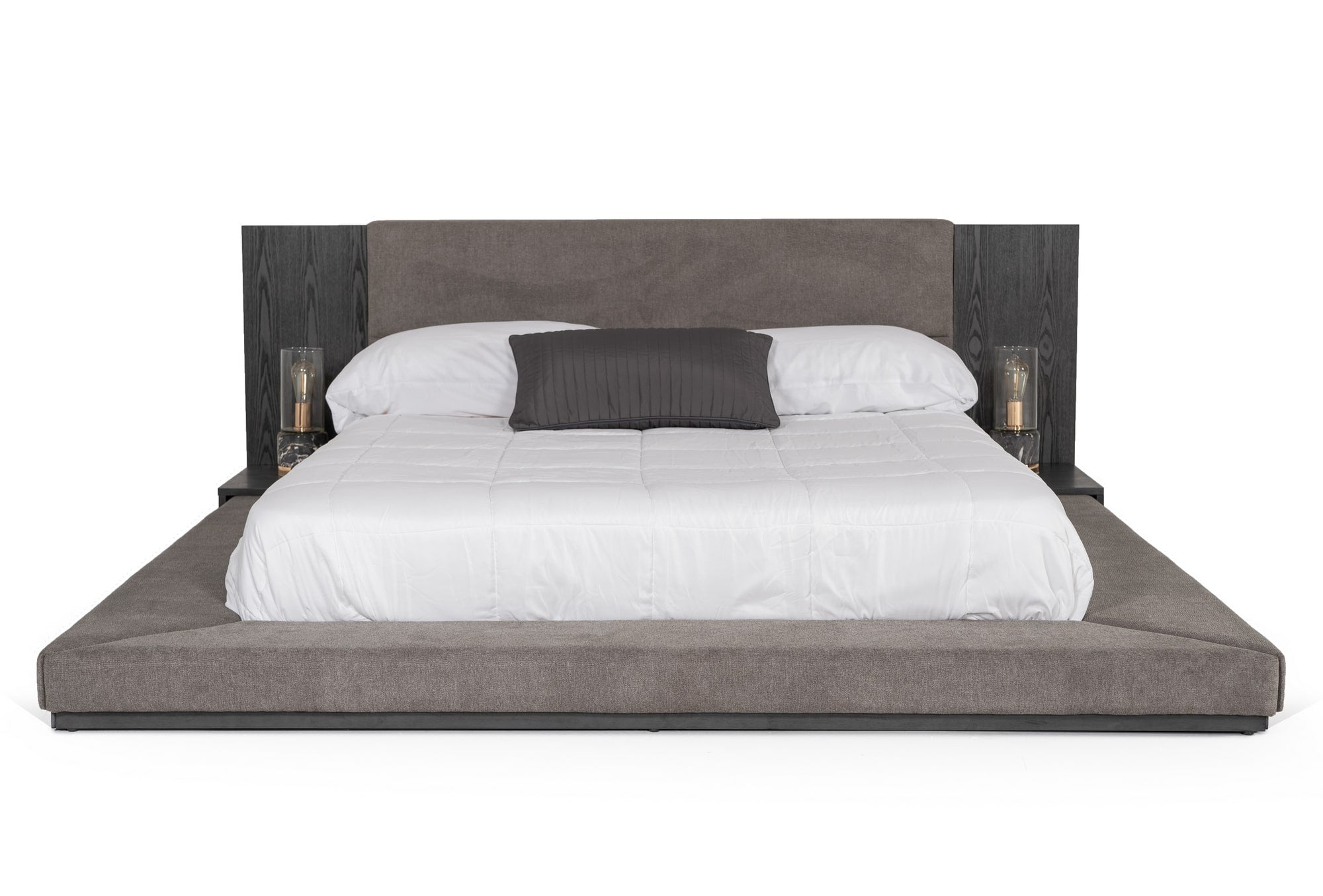 Lit Eastern King Nova Domus Jagger gris moderne, modèle VGMABR-55-GRY-BED-EK