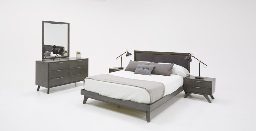 Lit California King Nova Domus Soria Gris Moderne Lavé, modèle VGMABR-32-BED-GRY-CK
