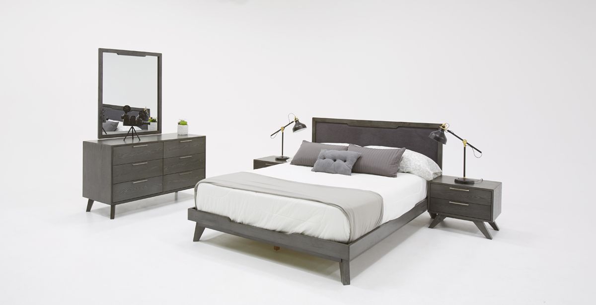 Lit California King Nova Domus Soria Gris Moderne Lavé, modèle VGMABR-32-BED-GRY-CK