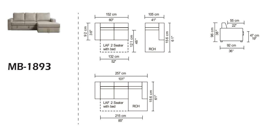 Divani Casa Nebula Modern Beige Fabric Sofa Bed Model VGMB-1893