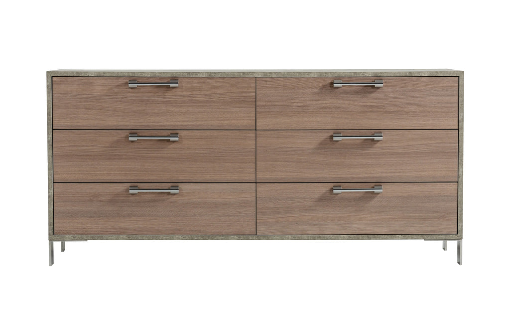 Nova Domus Boston Modern Brown Oak & Brushed Stainless Steel Dresser Model VGANBOSTON-DRS
