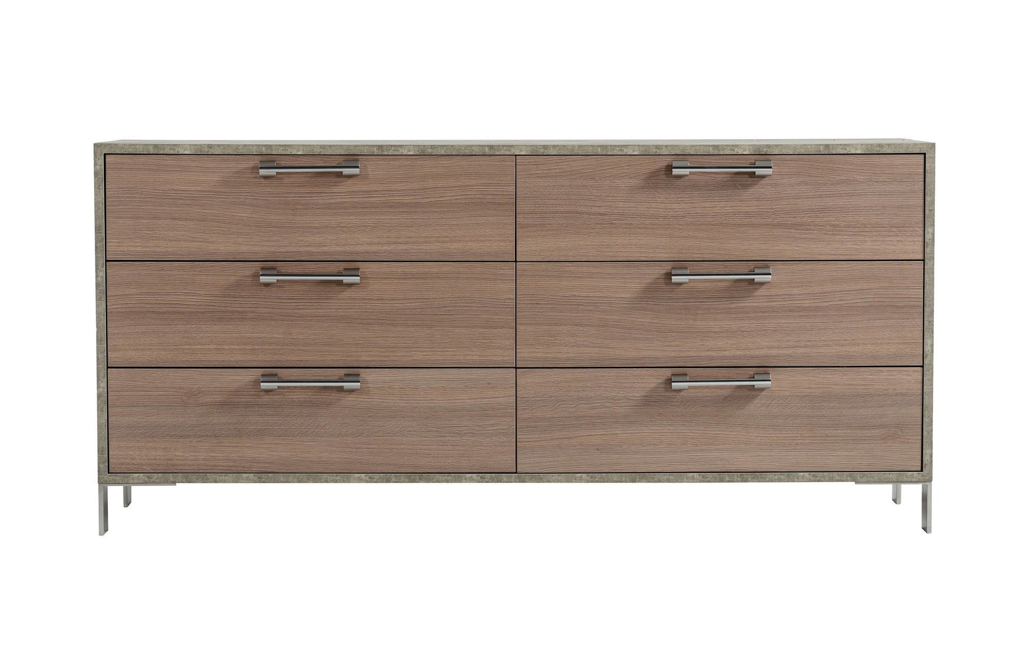 Nova Domus Boston Modern Brown Oak & Brushed Stainless Steel Dresser Model VGANBOSTON-DRS