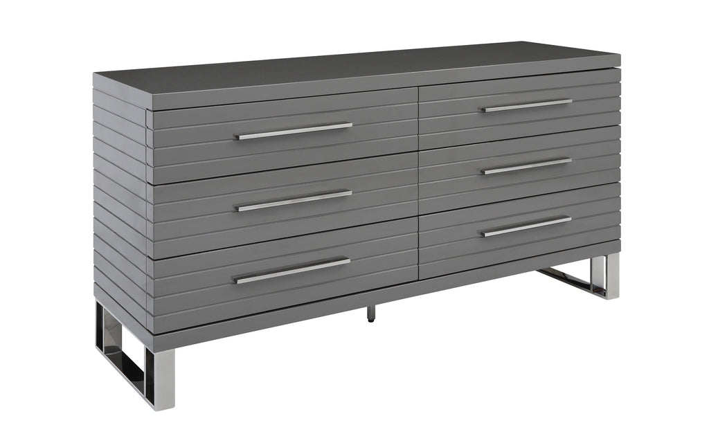 Modrest Splendor Grey High Gloss Slatted Dresser Model VGVCJ20256-D-GREY-DRS