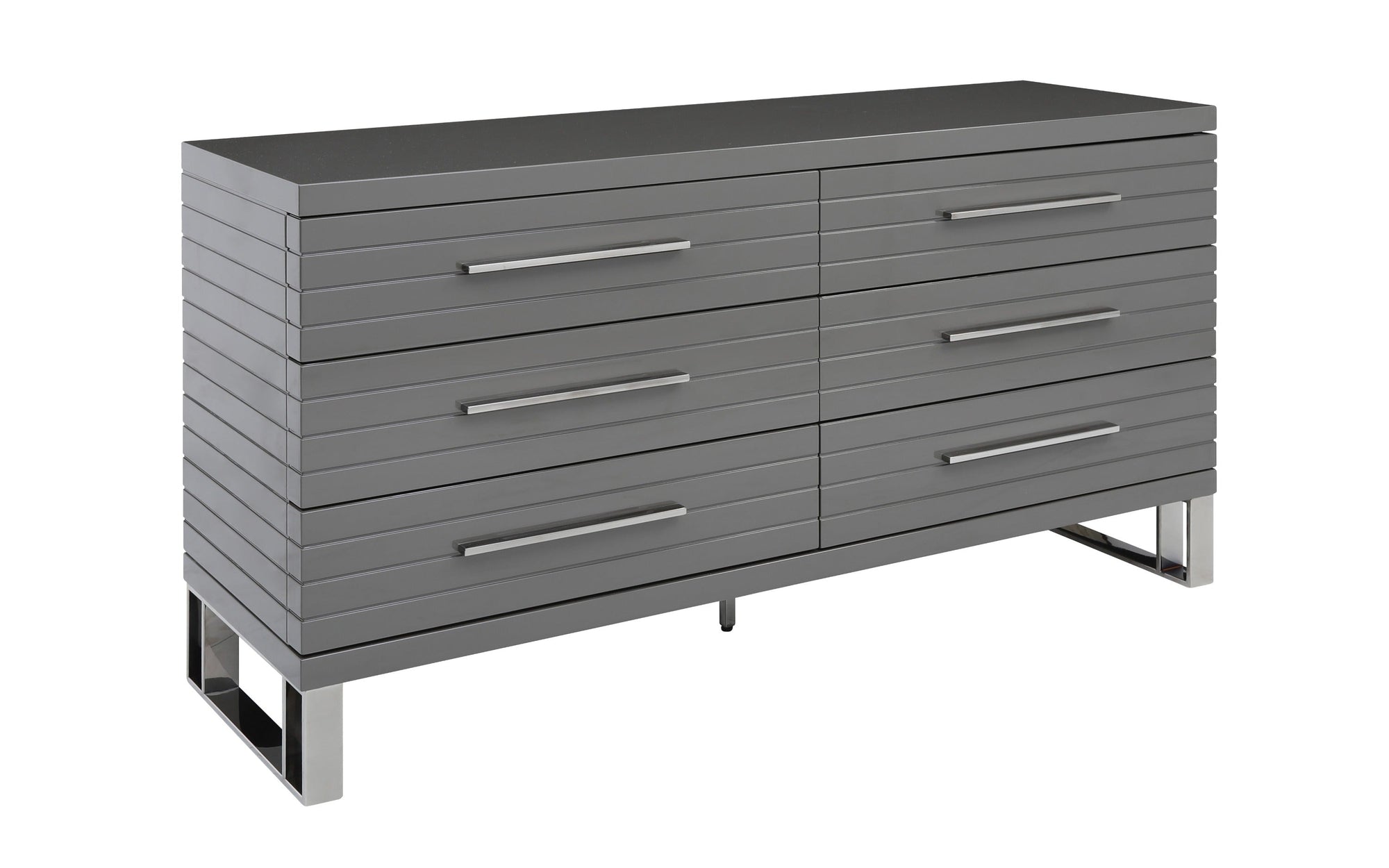 Modrest Splendor Grey High Gloss Slatted Dresser Model VGVCJ20256-D-GREY-DRS