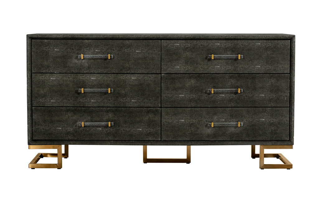 Modrest Howard Modern Shagreen Grey Leatherette & Gold Dresser Model VGGMCHD-1528-6-DRS