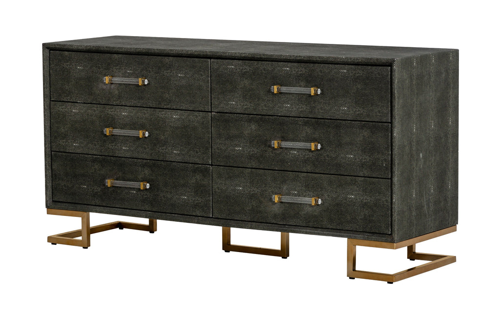 Modrest Howard Modern Shagreen Grey Leatherette & Gold Dresser Model VGGMCHD-1528-6-DRS