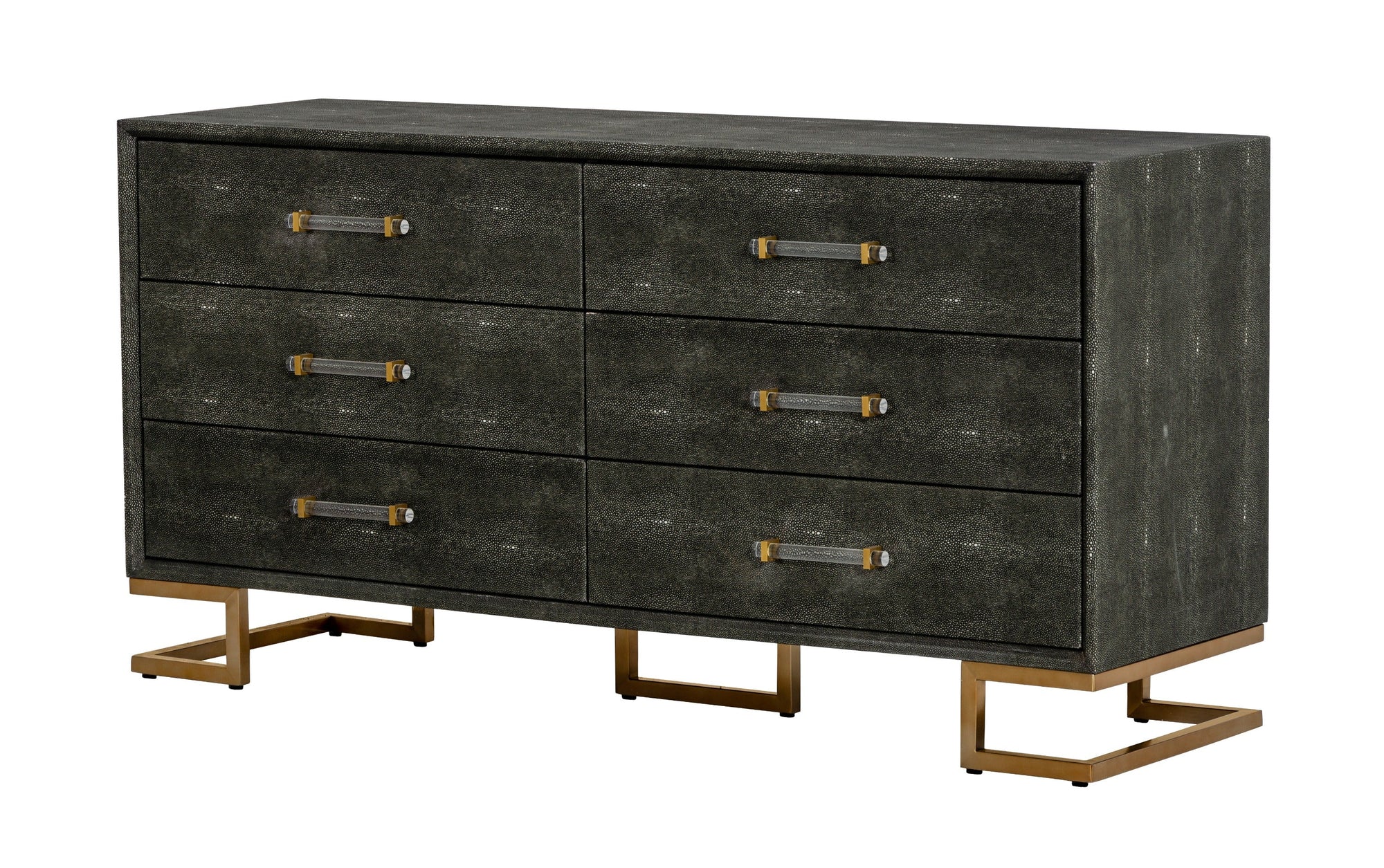 Modrest Howard Modern Shagreen Grey Leatherette & Gold Dresser Model VGGMCHD-1528-6-DRS