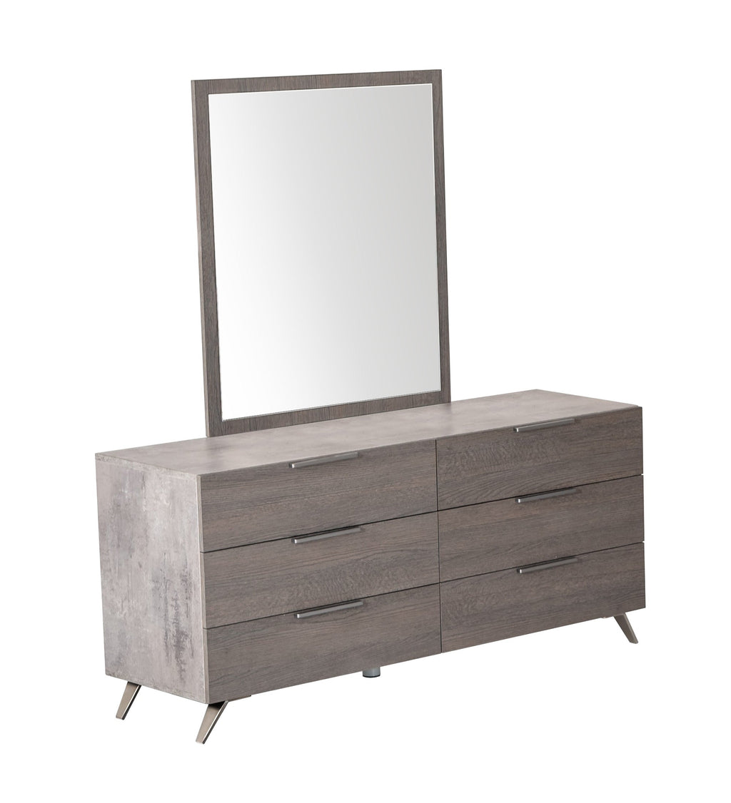 Nova Domus Bronx Italian Modern Faux Concrete & Grey Dresser & Mirror Set Model VGACBRONX-DRSR-MIR-SET