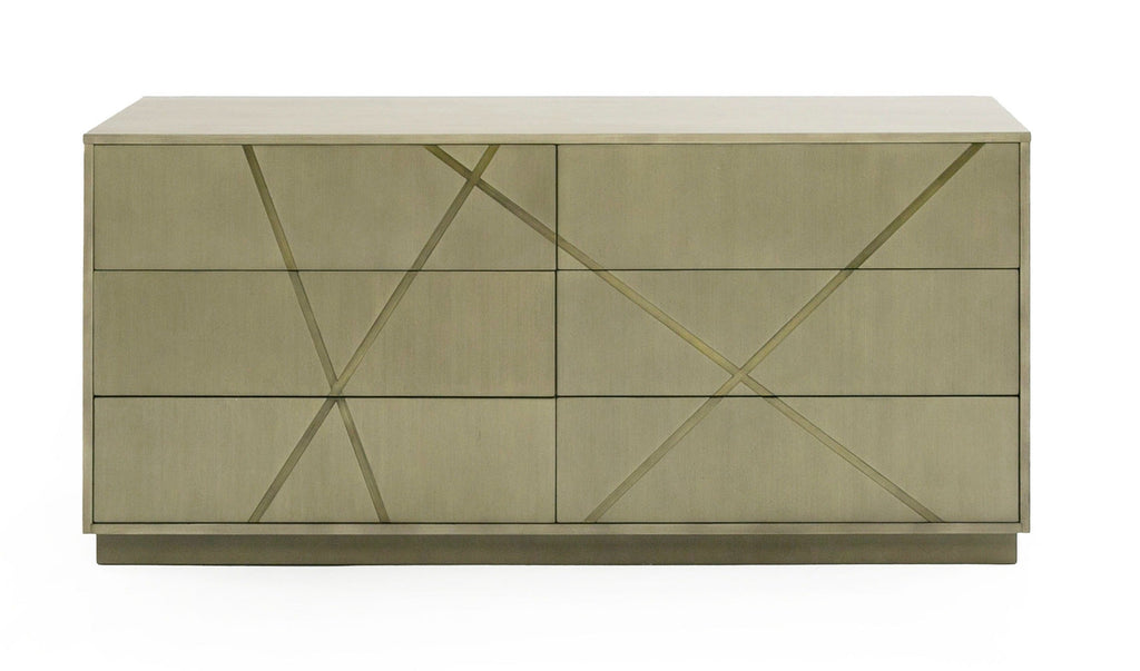 Modrest Nixa Modern Wide Birch & Brushed Bronze Dresser Model VGVC-J1909-D-L-BIR