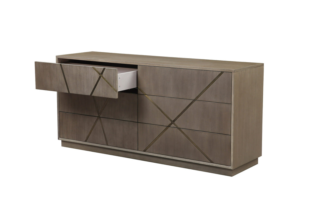 Modrest Nixa Modern Beige Velvet & Brushed Bronze & Birch 4 Piece Bedroom Set Model VGVC-BD1909-4PCSET-BGE