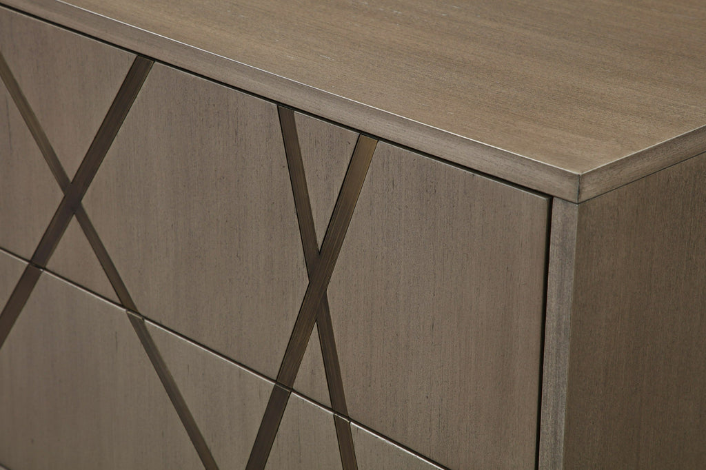 Modrest Nixa Modern Beige Velvet & Brushed Bronze & Birch Bedroom Set Model VGVC-BD1909-SET-BGE