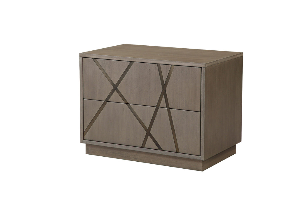 Modrest Nixa Modern Beige Velvet & Brushed Bronze & Birch 4 Piece Bedroom Set Model VGVC-BD1909-4PCSET-BGE