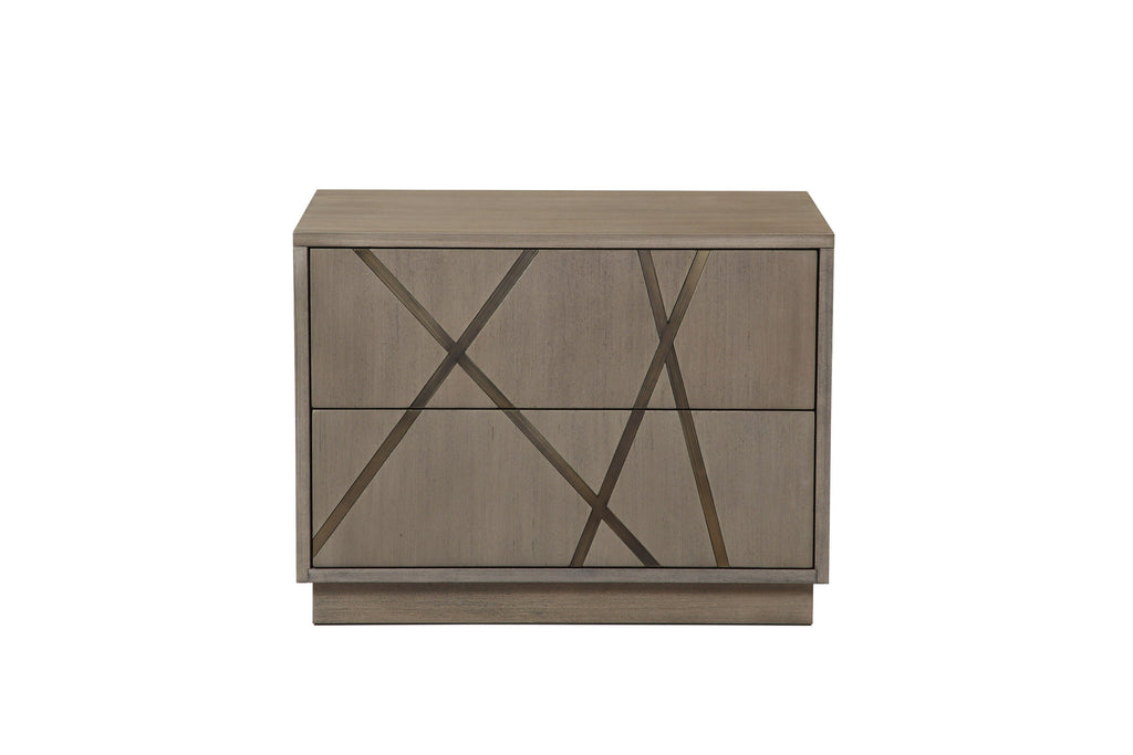 Modrest Nixa Modern Beige Velvet & Brushed Bronze & Birch Bedroom Set Model VGVC-BD1909-SET-BGE