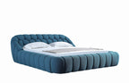 Lit moderne en tissu bleu sarcelle foncé Divani Casa Yolonda, modèle VGEV-A127-BED-C-15