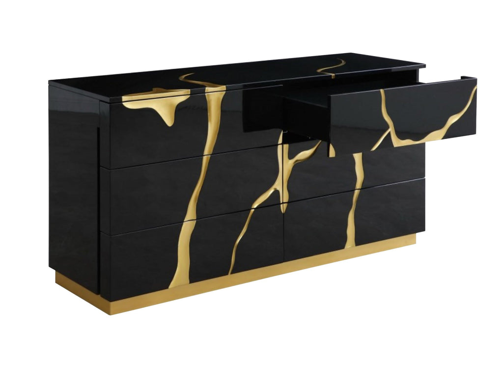 Modrest Aspen Modern Black And Gold Dresser Model VGVC-J1801-D-L-W