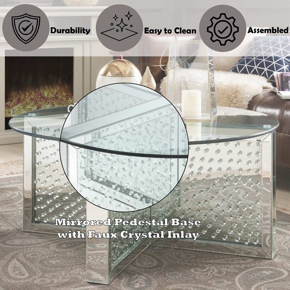 ACME Nysa Mirrored & Faux Crystals Coffee Table Model 80215