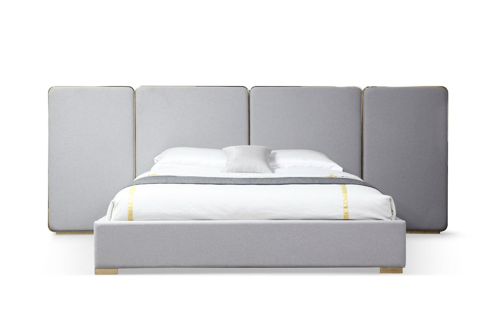 Modrest Athena & Rothsay Modern Grey Fabric & Wenge & Gold Bedroom Set Model VGVC-BD2233-SET-EK