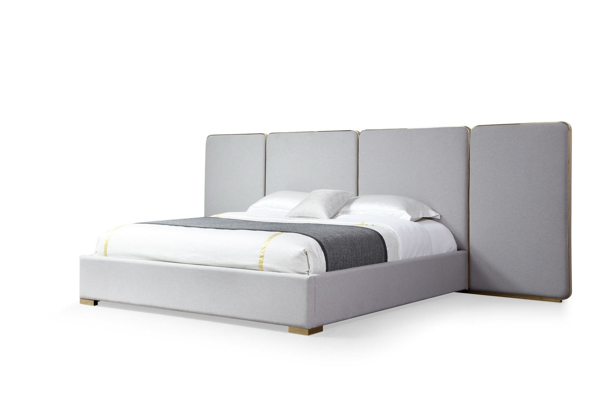 Modrest Athena & Rothsay Modern Grey Fabric & Wenge & Gold Bedroom Set Model VGVC-BD2233-SET-EK