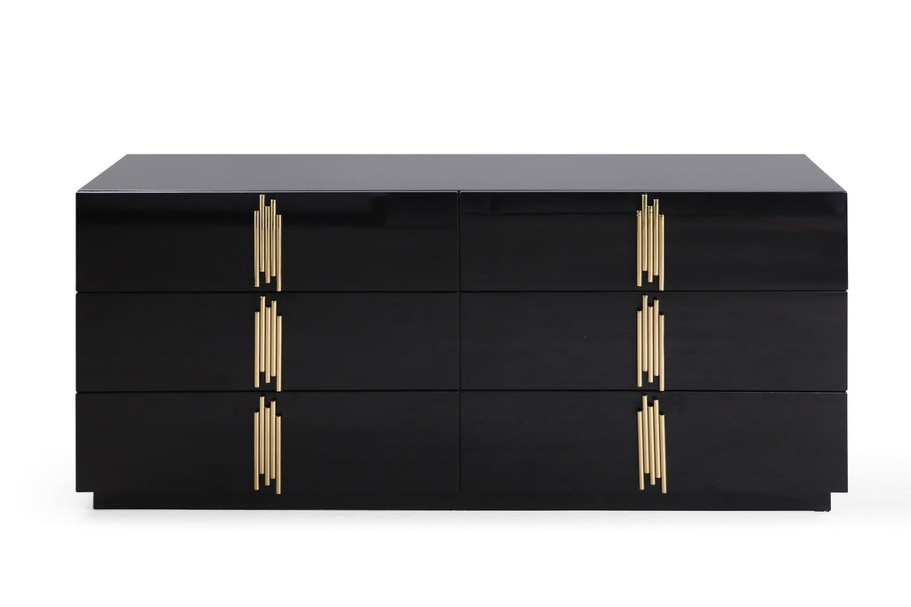 Modrest Token Modern Black & Gold Wide Dresser Model VGVC-J815-D-L-BLK