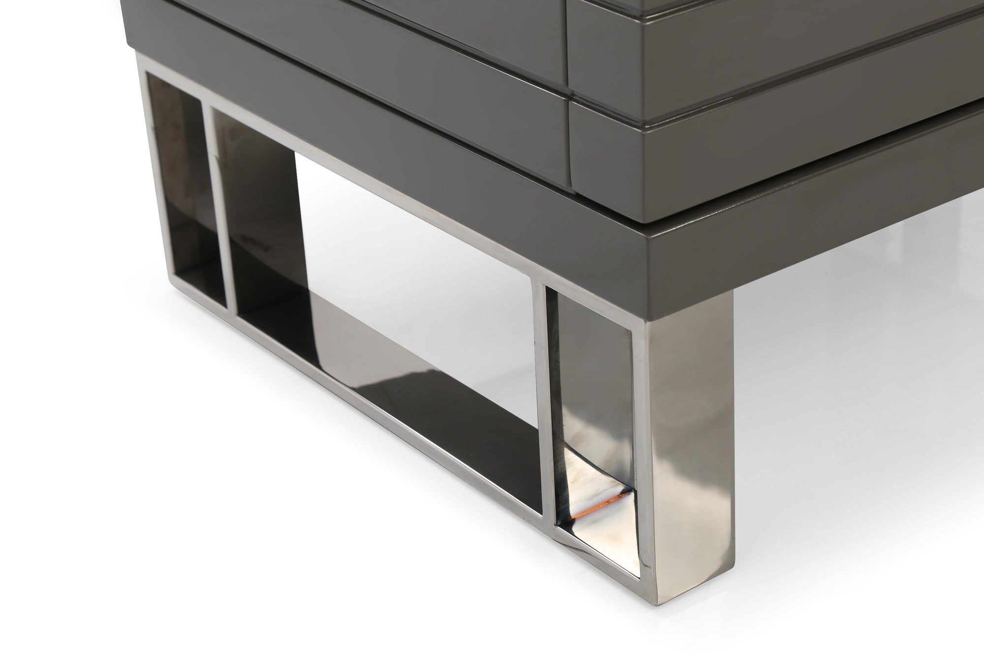 Modrest Splendor Silver & Grey Velvet Upholstered Platform Bed Set Model VGVCBD20256-BED-SET-EK