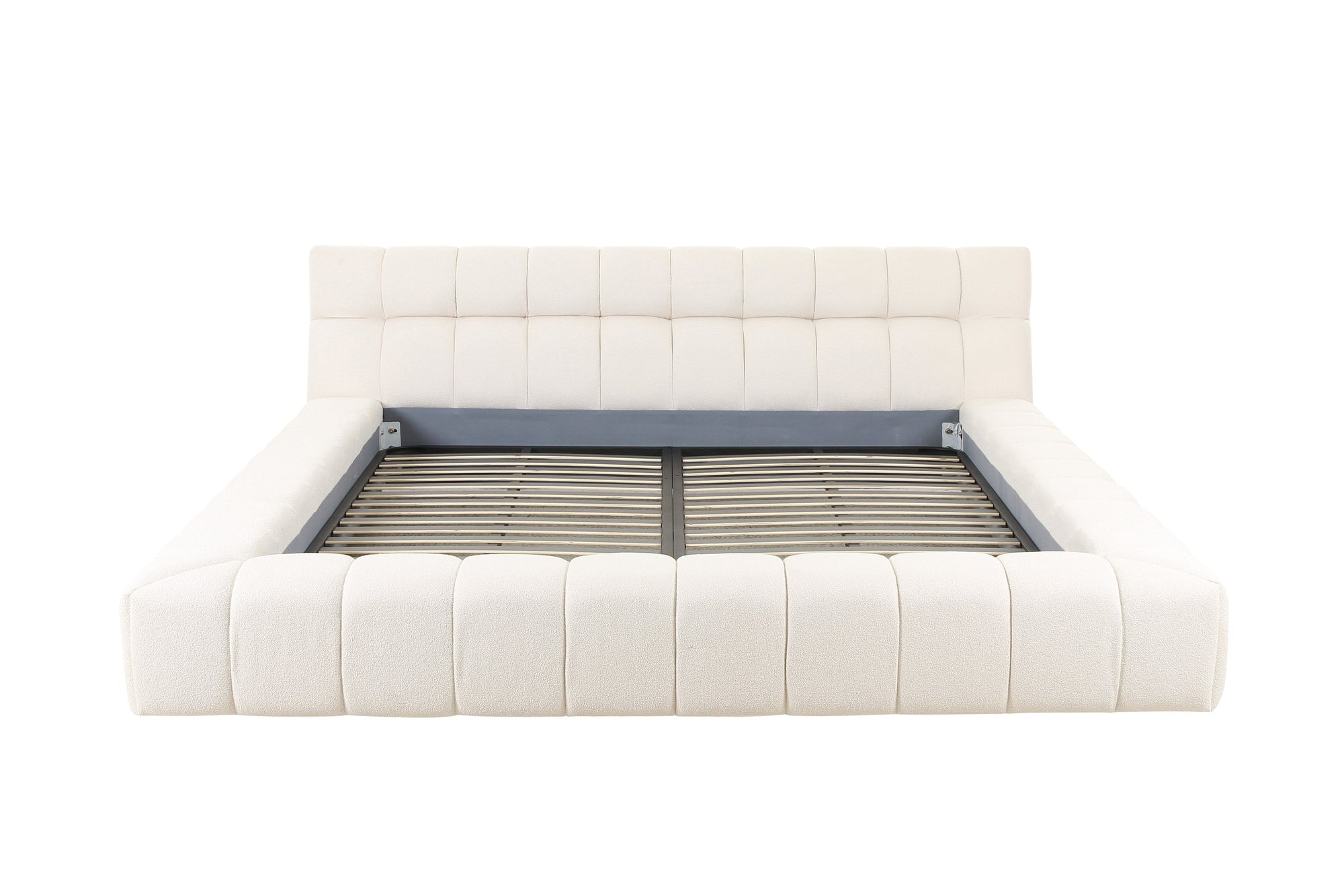 Lit moderne capitonné en tissu blanc cassé Divani Casa Tyree, modèle Eastern VGOD-DY-22116-BED-EK