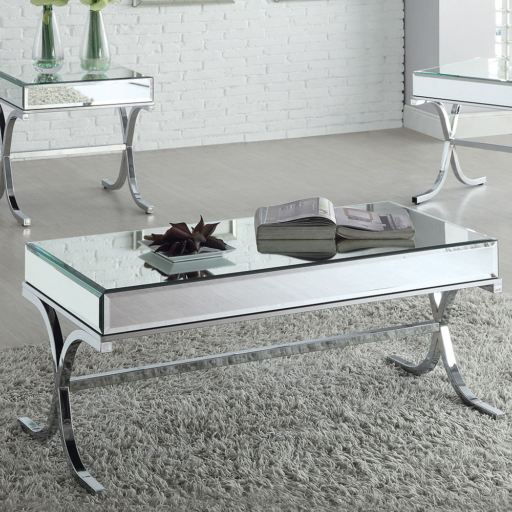 ACME Dominic Mirrored & Chrome Coffee Table Model 81195