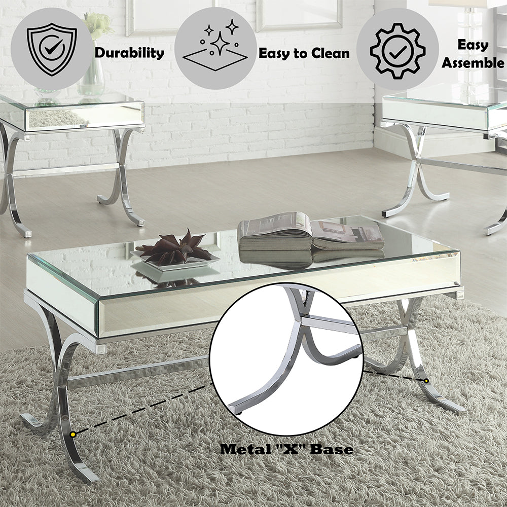 ACME Dominic Mirrored & Chrome Coffee Table Model 81195