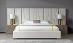 Modrest Nixa Modern Beige Velvet & Brushed Bronze Bed & Birch Nightstands Model VGVC-BD1909-BED-NS-BGE