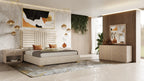 Nova Domus Daystar & Roma Modern Beige Velvet & Travertine & Gold Bedroom Set Model VGAN-DAYSTAR-ROMA-BED-SET