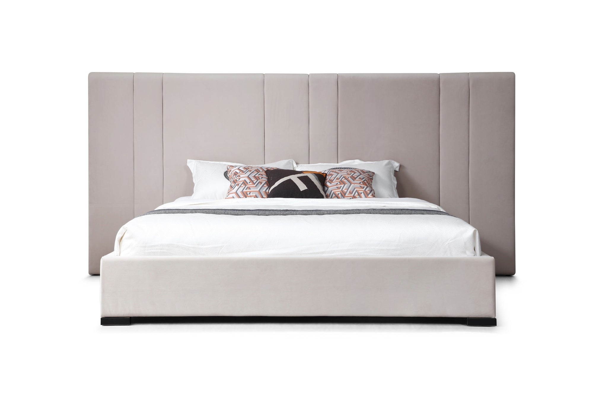 Lit moderne en velours gris Eastern King Modrest Penelope, modèle VGVCBD2312-EK