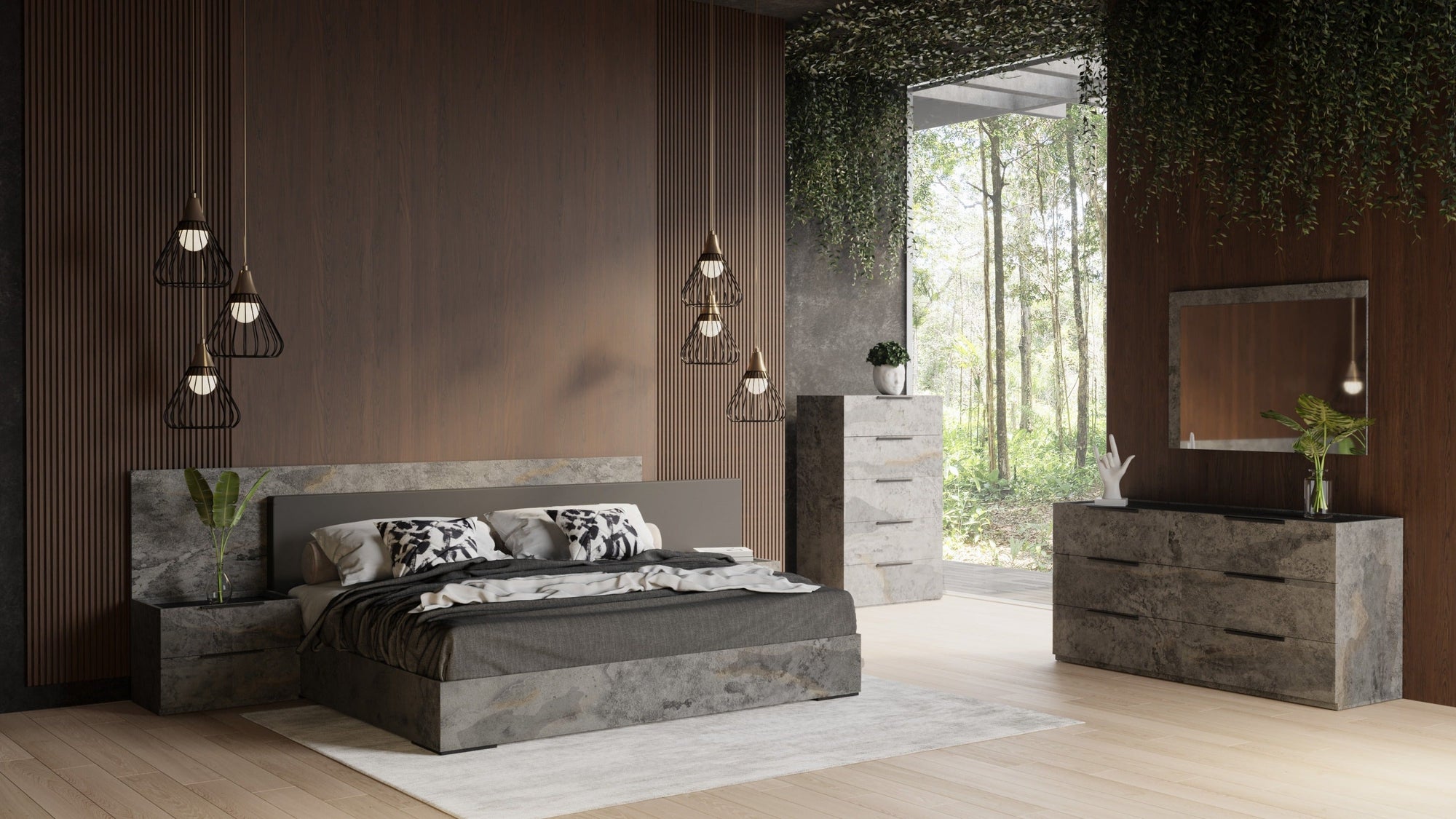 Nova Domus Ferrara Modern Volcano Oxide Grey Bedroom Set Model VGACFERRARA-SET