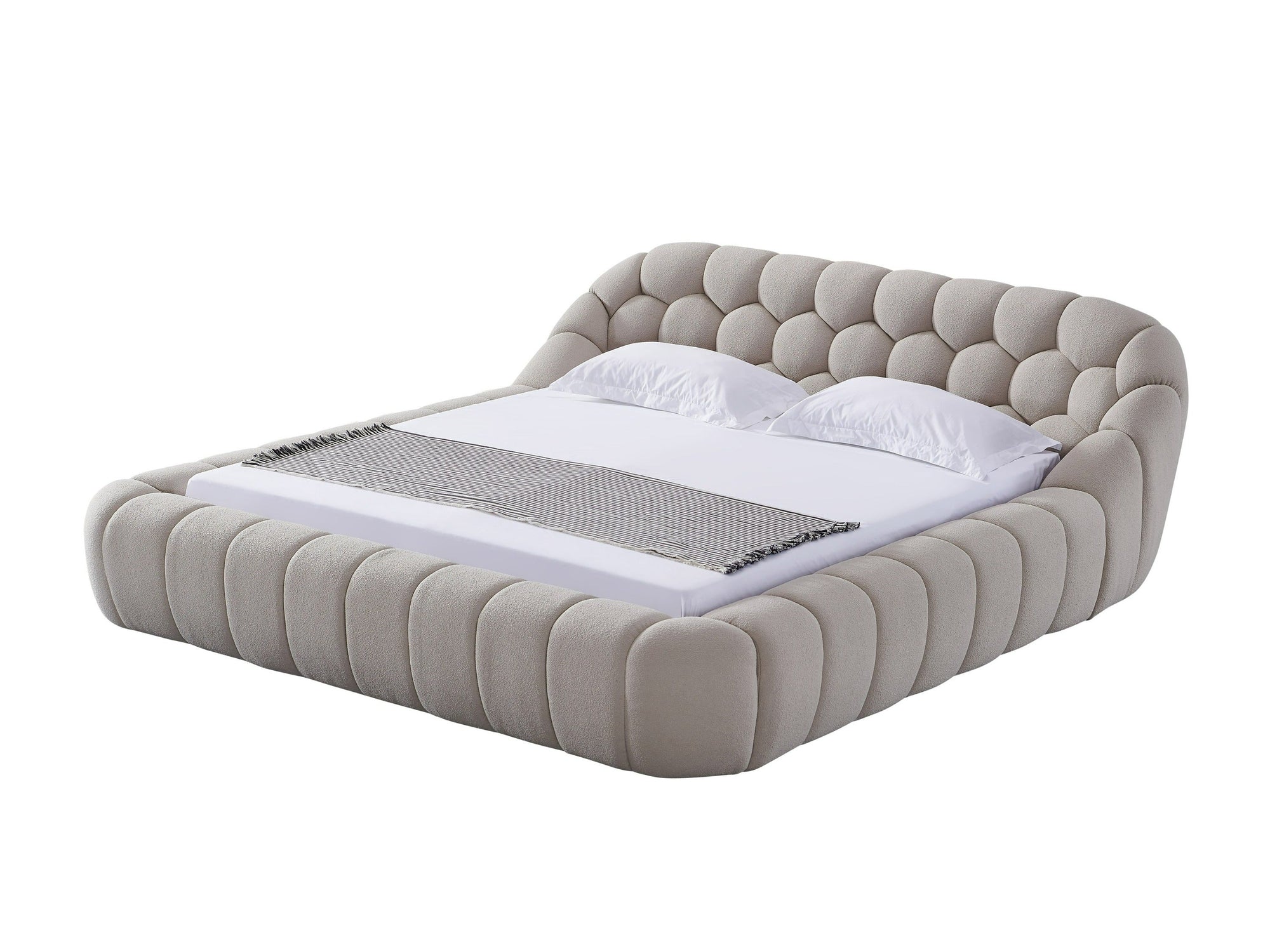 Lit en tissu beige moderne Divani Casa Yolonda, modèle VGEV-A127-BED-BGE