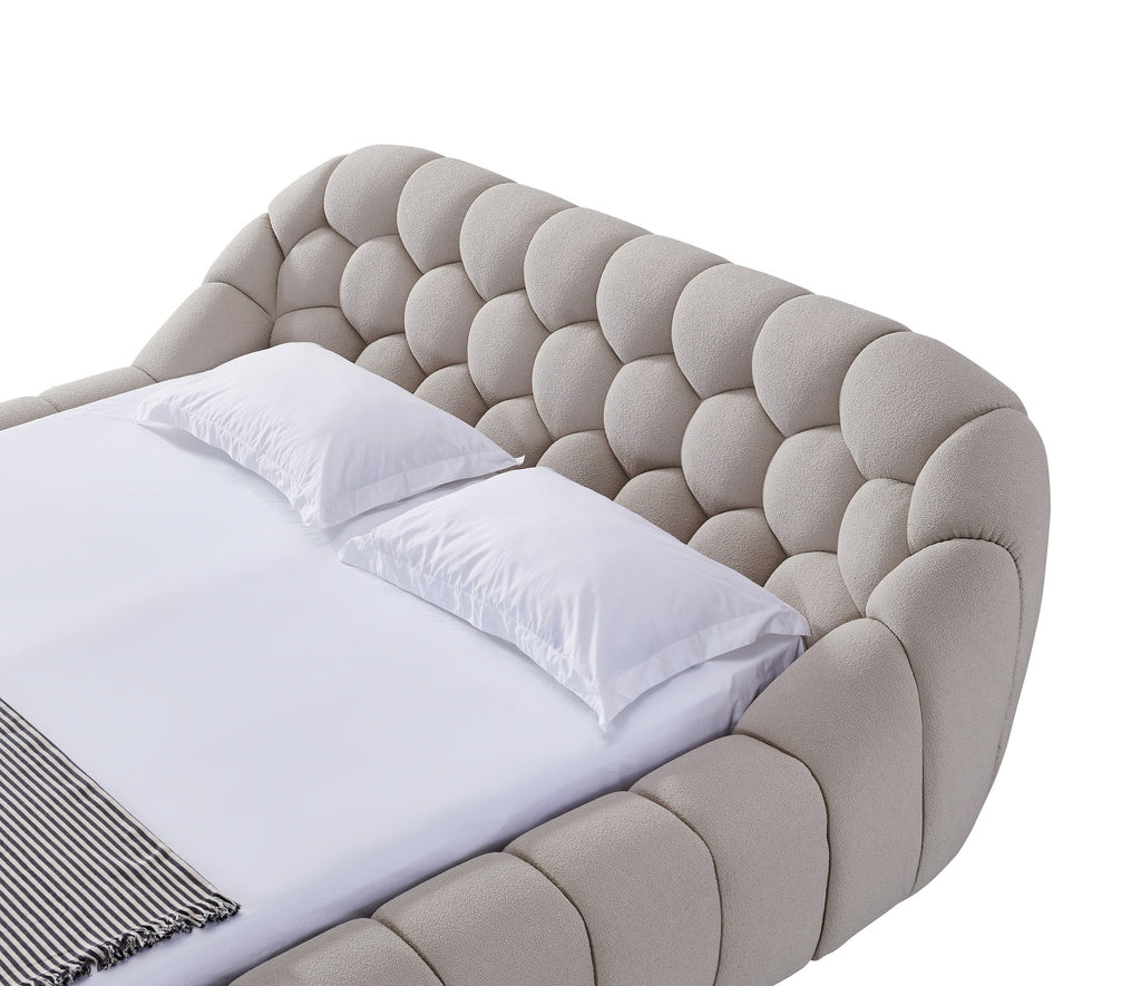 Lit en tissu beige moderne Divani Casa Yolonda, modèle VGEV-A127-BED-BGE