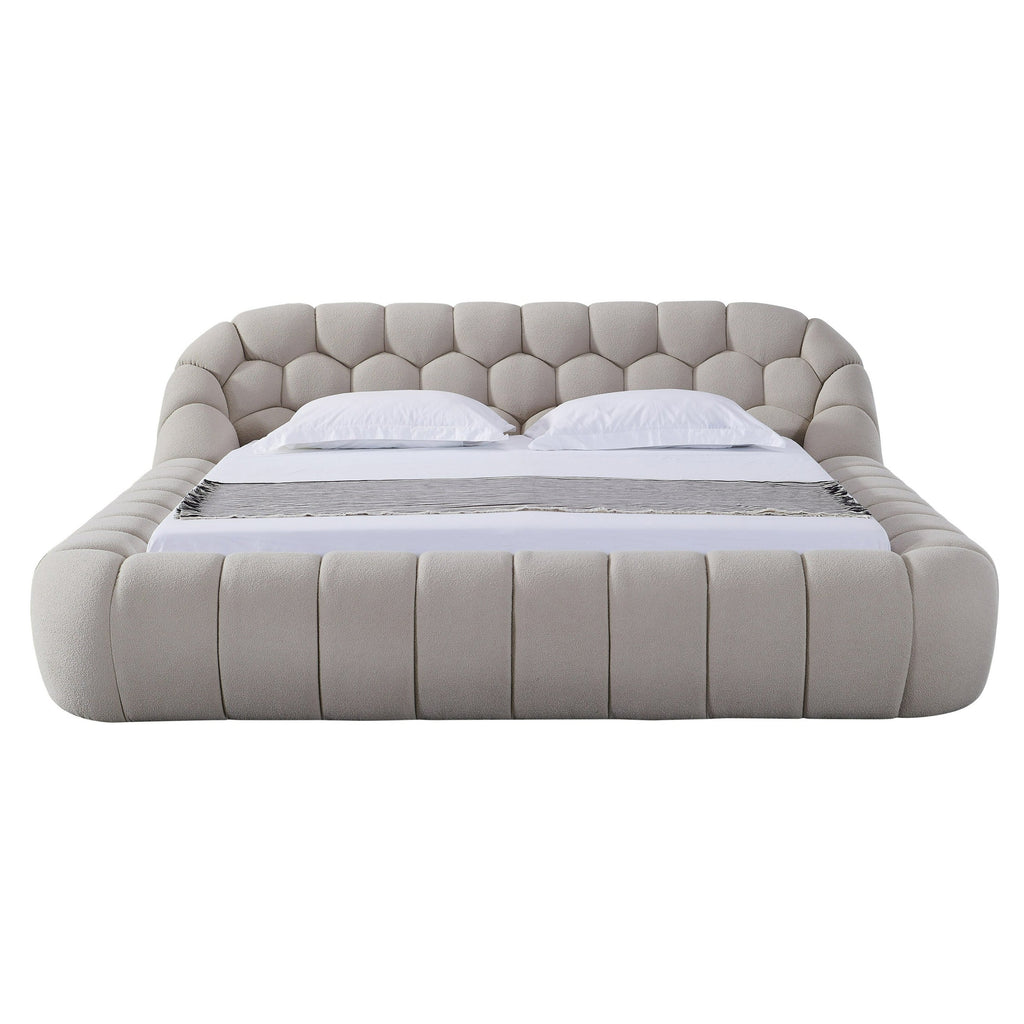 Lit en tissu beige moderne Divani Casa Yolonda, modèle VGEV-A127-BED-BGE