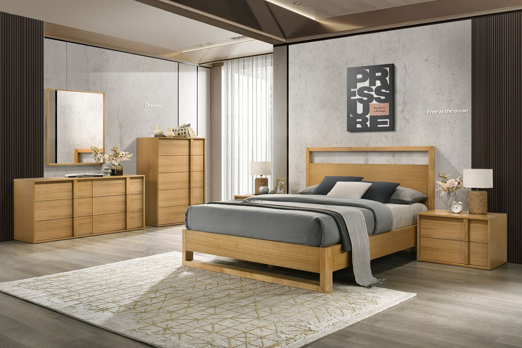 Queen Nova Domus Berlin Modern Natural Oak Bedroom Set Model VGMA-BR-92-SET-NAT-Q