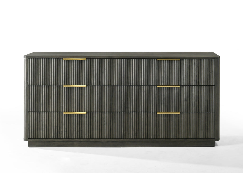 Nova Domus Santa Barbara & Santa Monica Modern Grey Fabric & Grey Wash Bedroom Set Model VGMA-BR-152-BR-144-SET-GRY