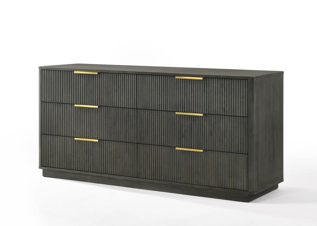 Nova Domus Santa Barbara & Santa Monica Modern Grey Fabric & Grey Wash Bedroom Set Model VGMA-BR-152-BR-144-SET-GRY