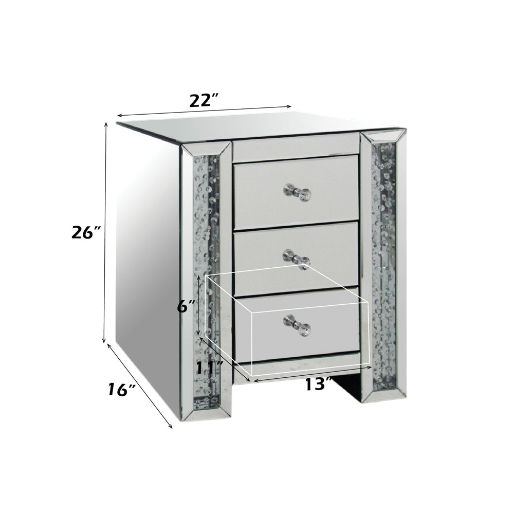 ACME Nysa Mirrored & Faux Crystals Accent Table Model 82778