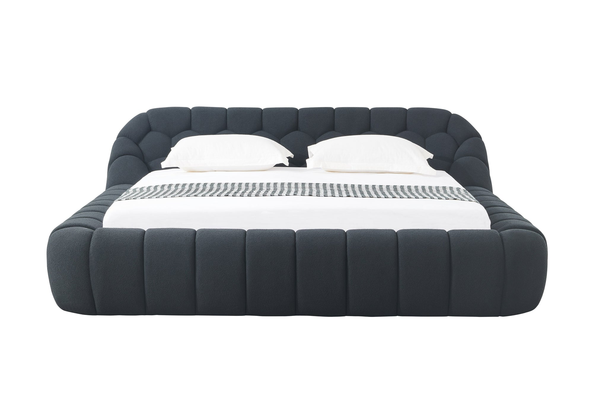 Lit moderne en tissu noir Eastern King Divani Casa Yolonda, modèle VGEV-A127-BLK-EK