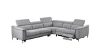 Canapé d'angle moderne Divani Casa Coffman en tissu gris avec canapé-lit et fauteuil inclinable, modèle VGMB-MB-R351-GRY
