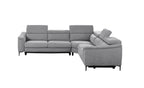 Canapé d'angle moderne Divani Casa Coffman en tissu gris avec canapé-lit et fauteuil inclinable, modèle VGMB-MB-R351-GRY