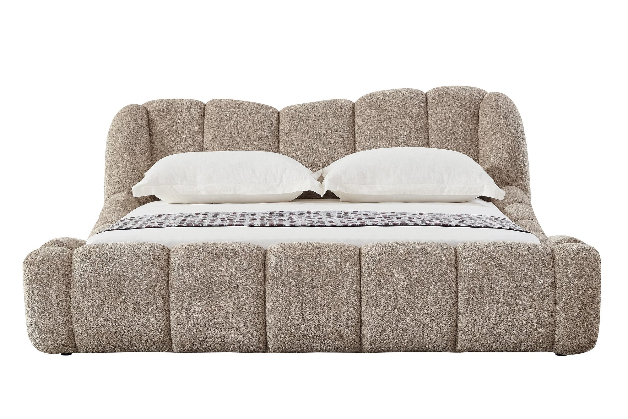 Lit moderne en tissu beige Eastern King Modrest Janine, modèle VGEV-A168-TAN-EK