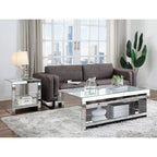 ACME Noralie Clear Glass Mirrored & Faux Diamonds Coffee Table Model 83580