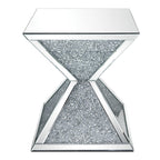ACME Noralie Mirrored & Faux Diamonds End Table Model 84902