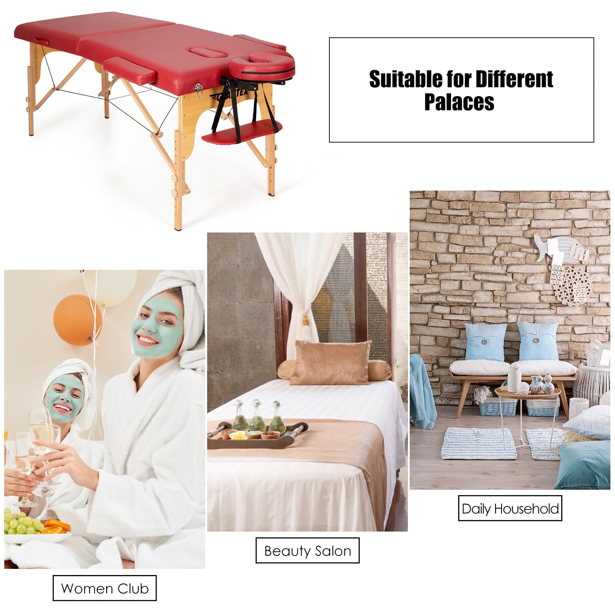 Table de massage portable de 213 cm (84 po) de long, réglable, pour le visage, les soins spa et les tatouages, avec sac de transport.