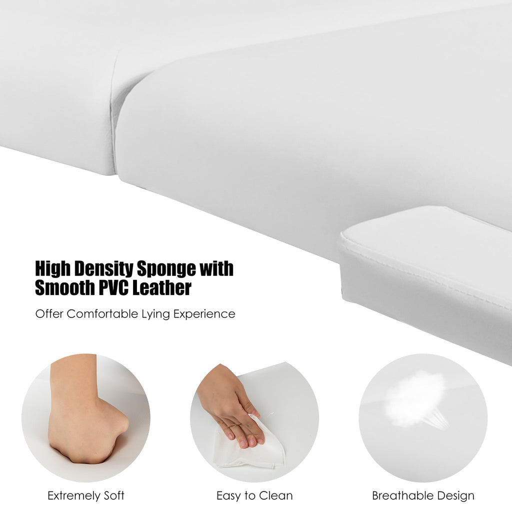 Table de massage portable de 213 cm (84 po) de long, réglable, pour le visage, les soins spa et les tatouages, avec sac de transport.